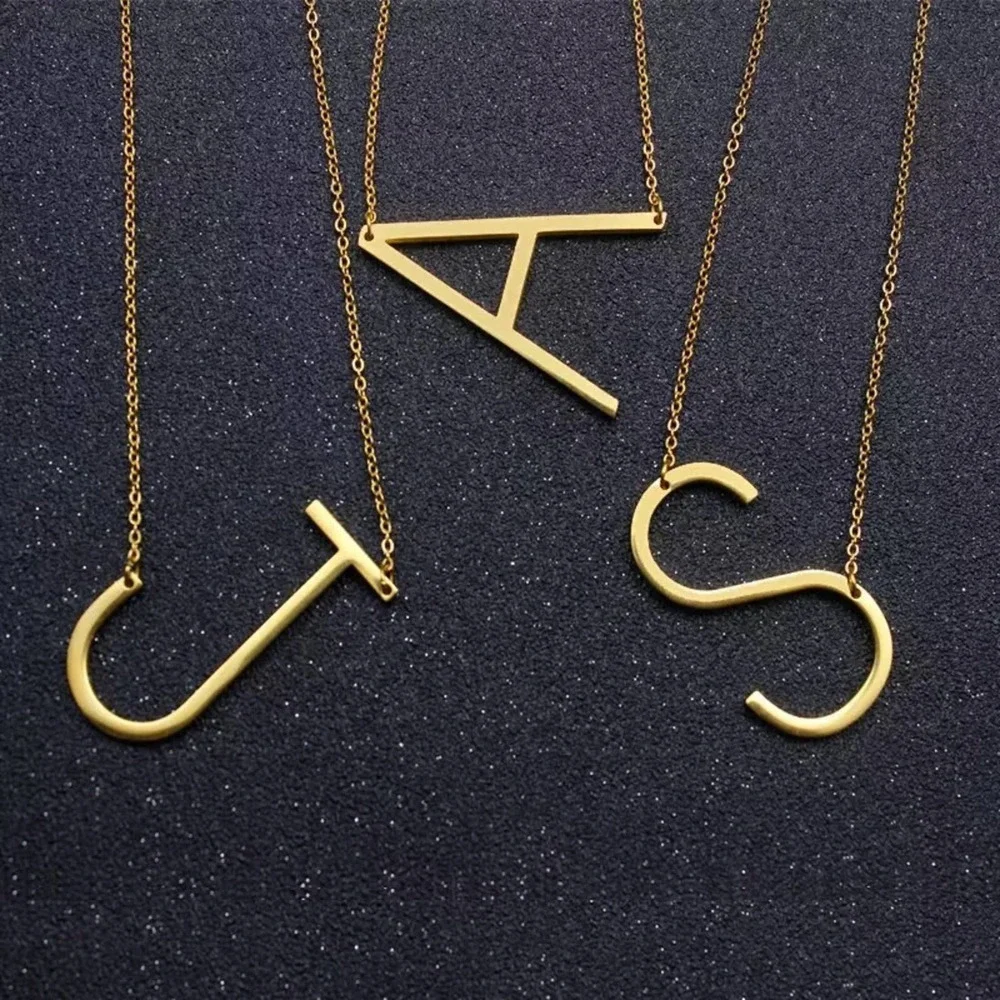 Gold Initial Pendant Necklace Letter A-Z - Picture 9 of 9